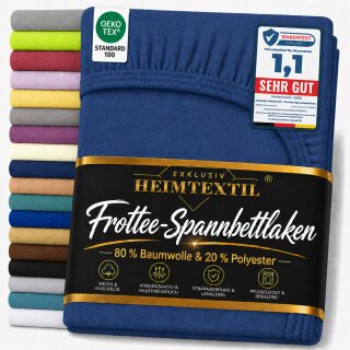 EXKLUSIV HEIMTEXTIL Frottee Spannbettlaken 120 x 200 cm Navyblau