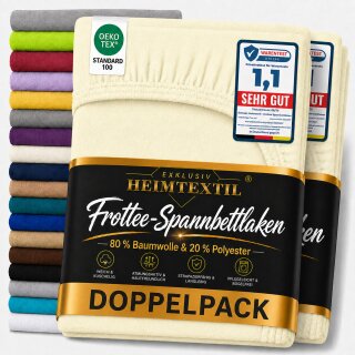 Frottee Spannbettlaken Premium Marke Doppelpack  120 x 200 cm Naturweiß