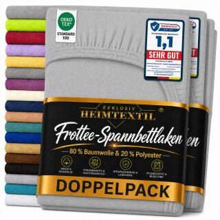 Frottee Spannbettlaken Premium Marke Doppelpack  120 x 200 cm Silber