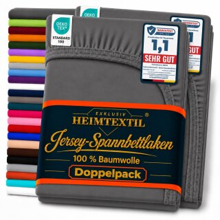 Jersey Spannbettlaken Premium Doppelpack  60 x 120 - 70 x 140 cm Anthrazit