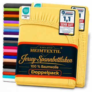 Jersey Spannbettlaken Premium Doppelpack  60 x 120 - 70 x 140 cm Gelb