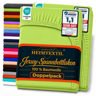 Jersey Spannbettlaken Premium Doppelpack  90 - 100 x 200 cm Apfelgrün
