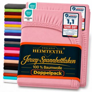 Jersey Spannbettlaken Premium Doppelpack  90 - 100 x 200 cm Rosa