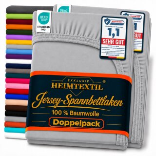 Jersey Spannbettlaken Premium Doppelpack  120 x 200 cm Grau