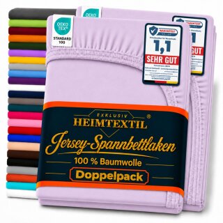 Jersey Spannbettlaken Premium Doppelpack 90 - 100 x 200 cm Flieder