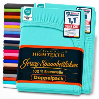 Jersey Spannbettlaken Premium Doppelpack  90 - 100 x 200 cm Türkis