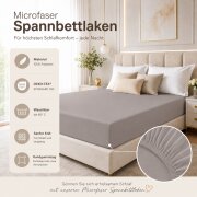 Microfaser Spannbettlaken - Spannbetttuch 120x200 cm – Atmungsaktiv, Knitterfrei & Pflegeleicht – OEKO-TEX Bettlaken mit Rundumgummi  - Grau