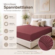 Microfaser Spannbettlaken - Spannbetttuch 140-160x200 cm – Atmungsaktiv, Knitterfrei & Pflegeleicht – OEKO-TEX Bettlaken mit Rundumgummi - Bordeaux