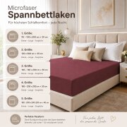 Microfaser Spannbettlaken - Spannbetttuch 140-160x200 cm – Atmungsaktiv, Knitterfrei & Pflegeleicht – OEKO-TEX Bettlaken mit Rundumgummi - Bordeaux