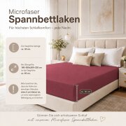 Microfaser Spannbettlaken - Spannbetttuch 140-160x200 cm – Atmungsaktiv, Knitterfrei & Pflegeleicht – OEKO-TEX Bettlaken mit Rundumgummi - Bordeaux
