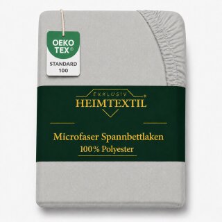 Microfaser Spannbettlaken - Spannbetttuch 140-160x200 cm – Atmungsaktiv, Knitterfrei & Pflegeleicht – OEKO-TEX Bettlaken mit Rundumgummi - Silber