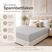 Microfaser Spannbettlaken - Spannbetttuch 140-160x200 cm – Atmungsaktiv, Knitterfrei & Pflegeleicht – OEKO-TEX Bettlaken mit Rundumgummi - Silber
