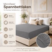 Microfaser Spannbettlaken - Spannbetttuch 180-200x200 cm – Atmungsaktiv, Knitterfrei & Pflegeleicht – OEKO-TEX Bettlaken mit Rundumgummi - Anthrazit