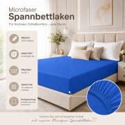 Microfaser Spannbettlaken - Spannbetttuch 180-200x220cm – Atmungsaktiv, Knitterfrei & Pflegeleicht – OEKO-TEX Bettlaken mit Rundumgummi - Royalblau