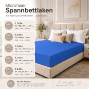 Microfaser Spannbettlaken - Spannbetttuch 180-200x220cm – Atmungsaktiv, Knitterfrei & Pflegeleicht – OEKO-TEX Bettlaken mit Rundumgummi - Royalblau