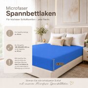 Microfaser Spannbettlaken - Spannbetttuch 180-200x220cm – Atmungsaktiv, Knitterfrei & Pflegeleicht – OEKO-TEX Bettlaken mit Rundumgummi - Royalblau