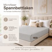Microfaser Spannbettlaken - Spannbetttuch 180-200x220cm – Atmungsaktiv, Knitterfrei & Pflegeleicht – OEKO-TEX Bettlaken mit Rundumgummi - Silber