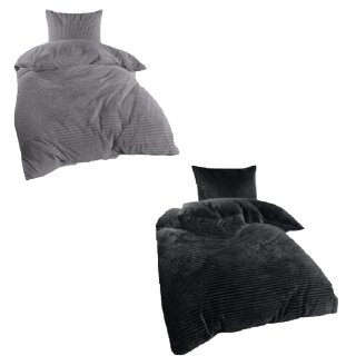 Winter Wende Bettwäsche 2 teilig Cashmere Cord Optik Reißverschluss