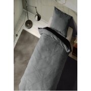 Winter Wende Bettwäsche 2 teilig Cashmere Touch Reißverschluss 135 x200 cm + 80 x80 cm Grau / Schwarz