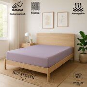 EXKLUSIV HEIMTEXTIL Frottee Spannbettlaken 140 - 160 x 200 cm Flieder 80% Baumwolle 20% Polyester  Öko - Tex Zertifiziert Bed-Sheet Bettlaken Spannbetttuch Topper Leinentuch
