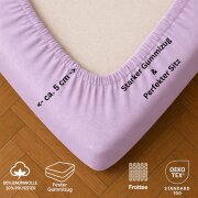 EXKLUSIV HEIMTEXTIL Frottee Spannbettlaken 120 x 200 cm Flieder 80% Baumwolle 20% Polyester  Öko - Tex Zertifiziert Bed-Sheet Bettlaken Spannbetttuch Topper Leinentuch