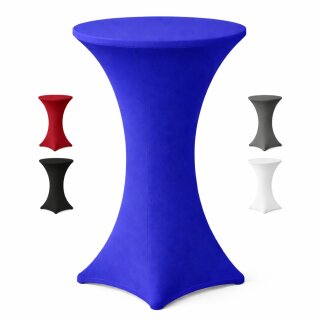 Stehtischhusse für Bistrotisch mit 4 verstärkten Fußlaschen elastisch Stretch OEKO-TEX zertifiziert  Ø 60-65x110-120 cm Royalblau (1 Stück)