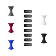 Stehtischhusse für Bistrotisch mit 4 verstärkten Fußlaschen elastisch Stretch OEKO-TEX zertifiziert  Ø 60-65x110-120 cm Weiss (1 Stück)