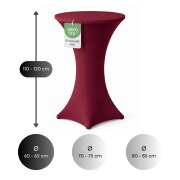 Stehtischhusse für Bistrotisch mit 4 verstärkten Fußlaschen elastisch Stretch OEKO-TEX zertifiziert  Ø 60-65x110-120 cm Bordeaux (1 Stück)