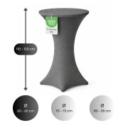 Stehtischhusse für Bistrotisch mit 4 verstärkten Fußlaschen elastisch Stretch OEKO-TEX zertifiziert  Ø 60-65x110-120 cm Anthrazit (2 Stück)