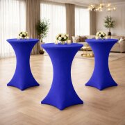 Stehtischhusse für Bistrotisch mit 4 verstärkten Fußlaschen elastisch Stretch OEKO-TEX zertifiziert  Ø 70-75x110-120 cm Royalblau (2 Stück)