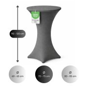Stehtischhusse für Bistrotisch mit 4 verstärkten Fußlaschen elastisch Stretch OEKO-TEX zertifiziert  Ø 70-75x110-120 cm Anthrazit (5 Stück)