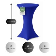 Stehtischhusse für Bistrotisch mit 4 verstärkten Fußlaschen elastisch Stretch OEKO-TEX zertifiziert  Ø 70-75x110-120 cm Royalblau (5 Stück)