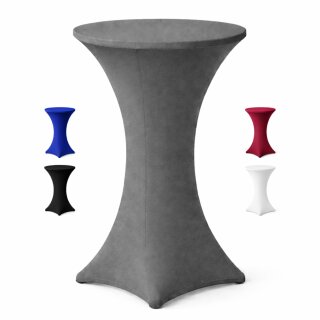 Stehtischhusse für Bistrotisch mit 4 verstärkten Fußlaschen elastisch Stretch OEKO-TEX zertifiziert  Ø 80-85x110-120 cm Anthrazit (1 Stück)