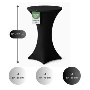 Stehtischhusse für Bistrotisch mit 4 verstärkten Fußlaschen elastisch Stretch OEKO-TEX zertifiziert  Ø 80-85x110-120 cm Schwarz (1 Stück)