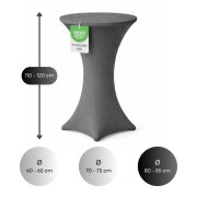 Stehtischhusse für Bistrotisch mit 4 verstärkten Fußlaschen elastisch Stretch OEKO-TEX zertifiziert  Ø 80-85x110-120 cm Anthrazit (2 Stück)