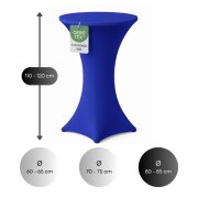 Stehtischhusse für Bistrotisch mit 4 verstärkten Fußlaschen elastisch Stretch OEKO-TEX zertifiziert  Ø 80-85x110-120 cm Royalblau (2 Stück)