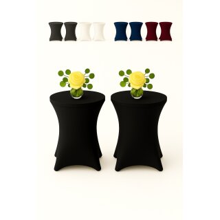 Stehtischhusse für Bistrotisch mit 4 Fußlaschen elastisch Stretch   Ø 80-85x110-120 cm Schwarz (2 Stück)