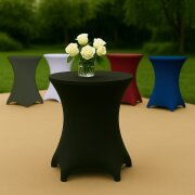 Stehtischhusse für Bistrotisch mit 4 Fußlaschen elastisch Stretch   Ø 80-85x110-120 cm Schwarz (2 Stück)