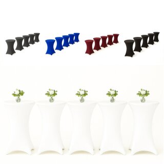 Stehtischhusse für Bistrotisch mit 4 Fußlaschen elastisch Stretch   Ø 80-85x110-120 cm Weiss (5 Stück)