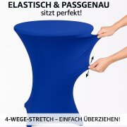 Stehtischhusse für Bistrotisch mit 4 Fußlaschen elastisch Stretch   Ø 80-85x110-120 cm Weiss (5 Stück)