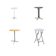 Stehtischhusse für Bistrotisch mit 4 Fußlaschen elastisch Stretch   Ø 80-85x110-120 cm Weiss (5 Stück)