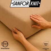 EXKLUSIV HEIMTEXTIL Marke Jersey Spannbettlaken 160 x 200 cm Sand 100% Baumwolle Öko - Tex Zertifiziert Bed-Sheet Bettlaken Spannbetttuch Topper Leinentuch