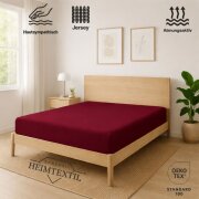EXKLUSIV HEIMTEXTIL Jersey Spannbettlaken 70 x140 cm Bordeaux 100% Baumwolle Öko - Tex Zertifiziert Bed-Sheet Bettlaken Spannbetttuch