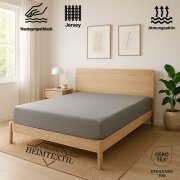 EXKLUSIV HEIMTEXTIL Jersey Spannbettlaken 160 x 200 cm Silber 100% Baumwolle Öko - Tex Zertifiziert Bed-Sheet Bettlaken Spannbetttuch