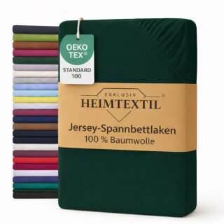 EXKLUSIV HEIMTEXTIL Jersey Spannbettlaken Premium 100 x 200 cm Dunkelgrün 100% Baumwolle Öko - Tex Zertifiziert Bed-Sheet Bettlaken Spannbetttuch Topper Leinentuch
