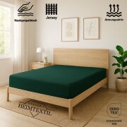 EXKLUSIV HEIMTEXTIL Jersey Spannbettlaken Premium 100 x 200 cm Dunkelgrün 100% Baumwolle Öko - Tex Zertifiziert Bed-Sheet Bettlaken Spannbetttuch Topper Leinentuch