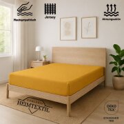 EXKLUSIV HEIMTEXTIL Jersey Spannbettlaken Premium 100 x 200 cm Curry 100% Baumwolle Öko - Tex Zertifiziert Bed-Sheet Bettlaken Spannbetttuch Topper Leinentuch