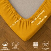 EXKLUSIV HEIMTEXTIL Jersey Spannbettlaken Premium 100 x 200 cm Curry 100% Baumwolle Öko - Tex Zertifiziert Bed-Sheet Bettlaken Spannbetttuch Topper Leinentuch