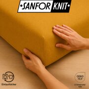 EXKLUSIV HEIMTEXTIL Jersey Spannbettlaken Premium 100 x 200 cm Curry 100% Baumwolle Öko - Tex Zertifiziert Bed-Sheet Bettlaken Spannbetttuch Topper Leinentuch