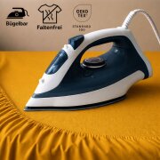 EXKLUSIV HEIMTEXTIL Jersey Spannbettlaken Premium 100 x 200 cm Curry 100% Baumwolle Öko - Tex Zertifiziert Bed-Sheet Bettlaken Spannbetttuch Topper Leinentuch